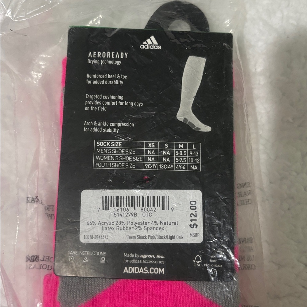 adidas Kids Pink Spider Web Shin Guards and Socks - Picture 3 of 4
